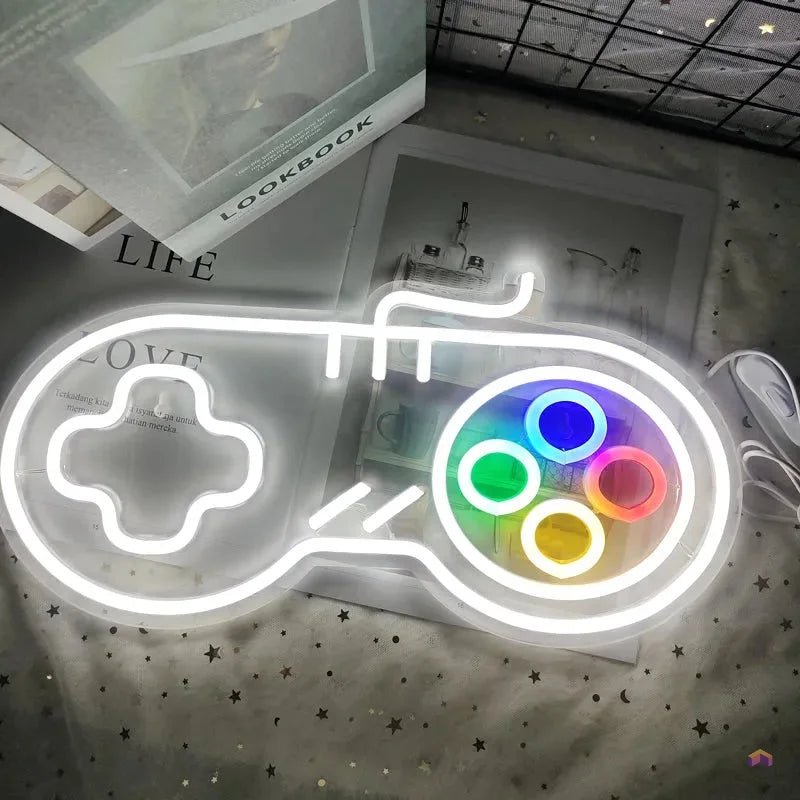 Panneau LED néon Manette Rétro - Déco Gaming