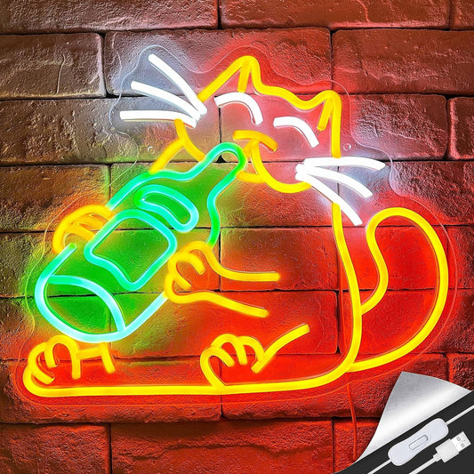 Neon LED Chat Saké - Déco Gaming
