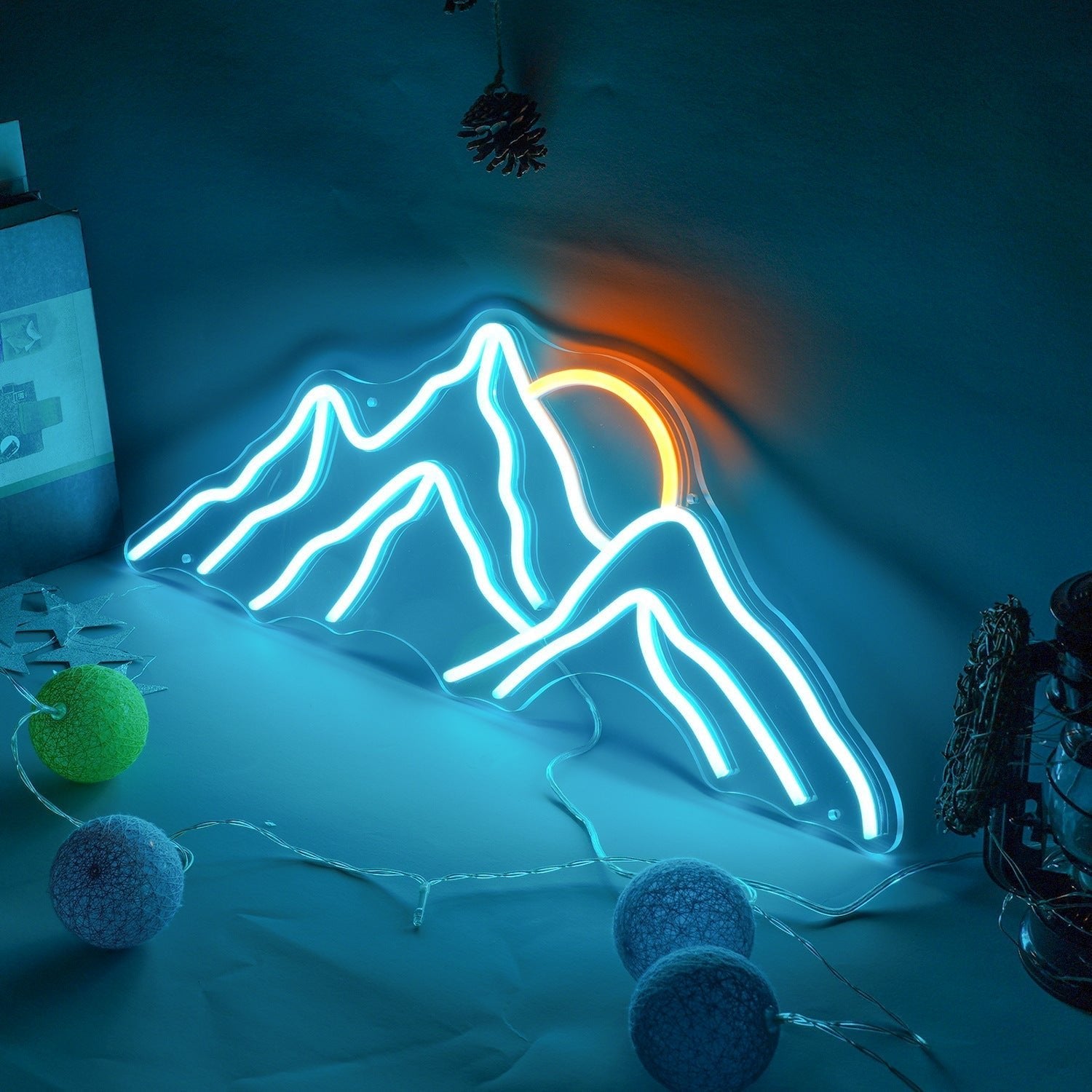 Neon led montagne couché de soleil - Déco Gaming