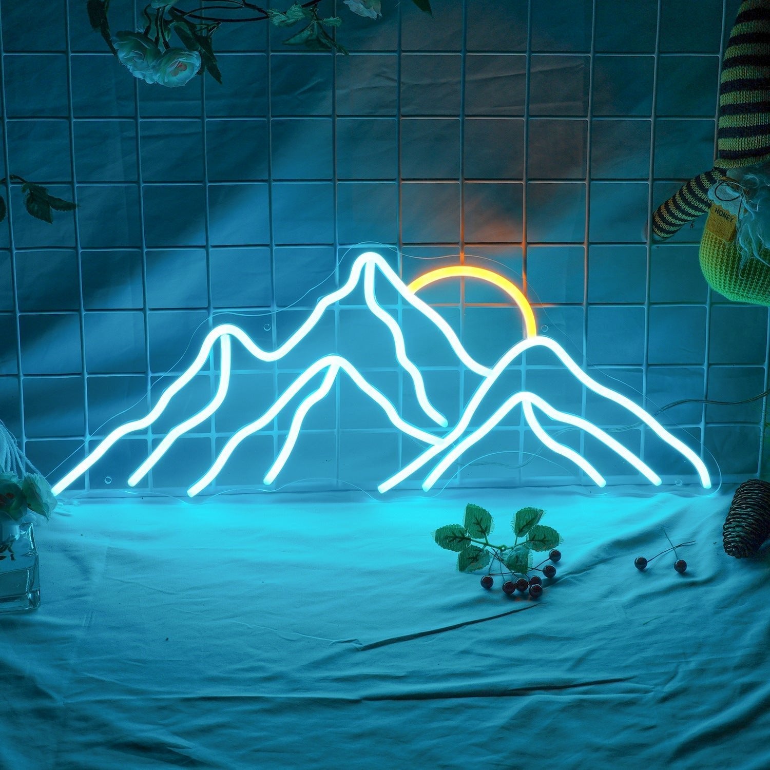 Neon led montagne couché de soleil - Déco Gaming