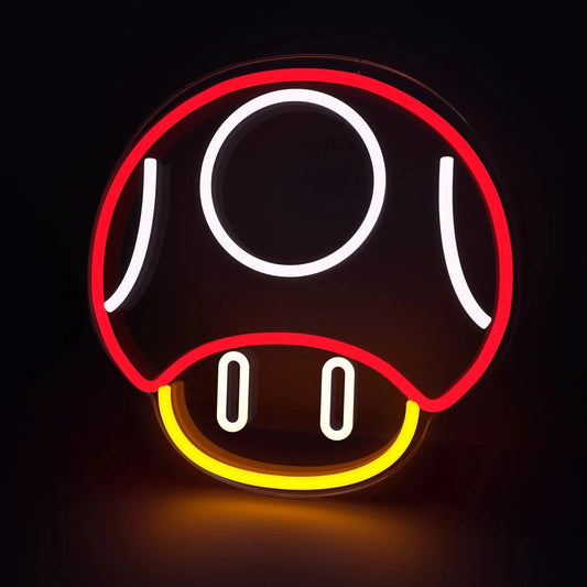 Panneau LED néon Champignon Rouge - Déco Gaming