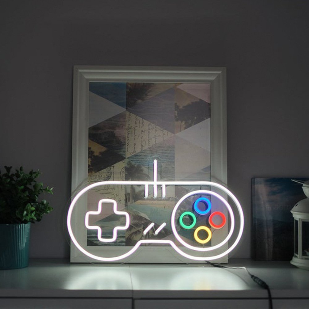 Panneau LED néon Manette Rétro - Déco Gaming