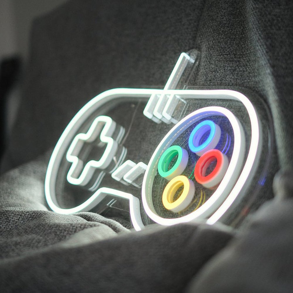 Panneau LED néon Manette Rétro - Déco Gaming