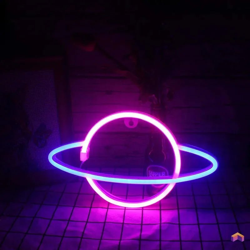 Panneau LED néon Planète - Déco Gaming