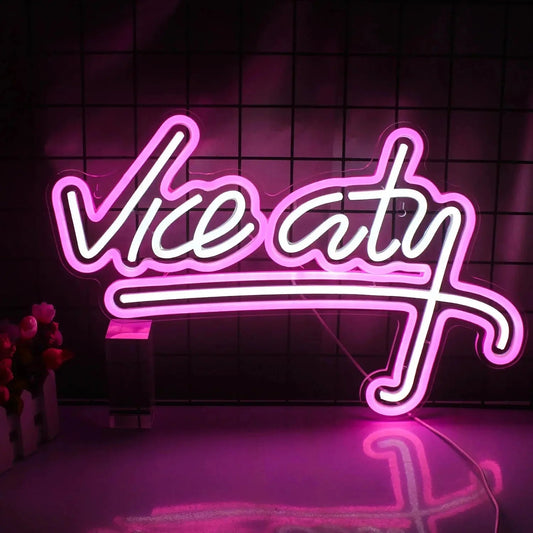 Panneau LED néon Vice City - Déco Gaming