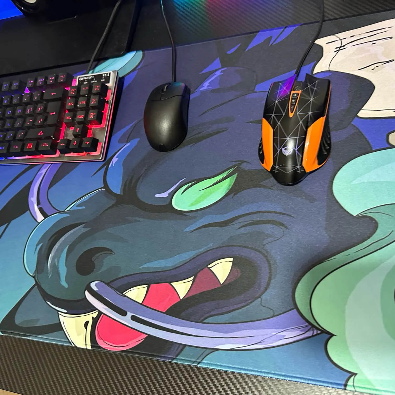 Tapis de souris XXL Dragon Noir - Déco Gaming